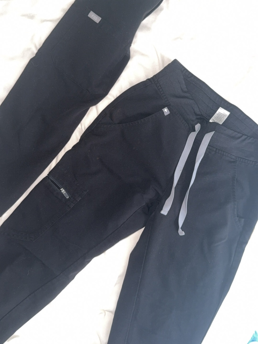 Figs Black Jogger Set with Gray Drawstring, One Pocket Top